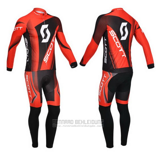 2013 Fahrradbekleidung Scott Shwarz und Rot Trikot Langarm und Tragerhose