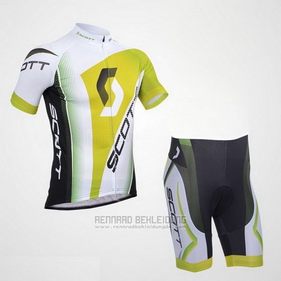 2013 Fahrradbekleidung Scott Wei und Gelb Trikot Kurzarm und Tragerhose