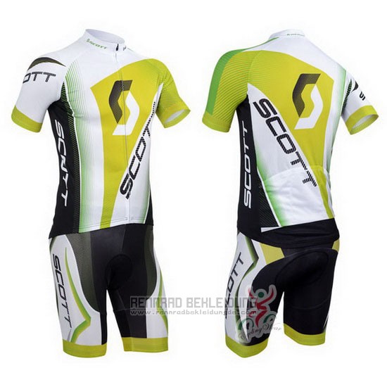 2013 Fahrradbekleidung Scott Wei und Gelb Trikot Kurzarm und Tragerhose