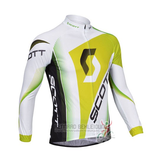 2013 Fahrradbekleidung Scott Wei und Gelb Trikot Langarm und Tragerhose