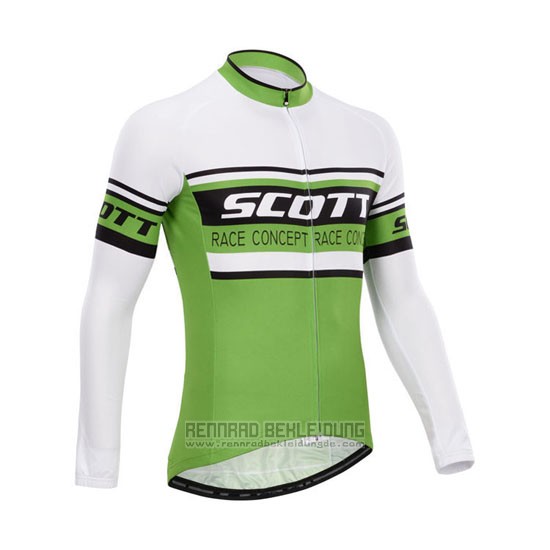 2014 Fahrradbekleidung Scott Grun und Wei Trikot Langarm und Tragerhose