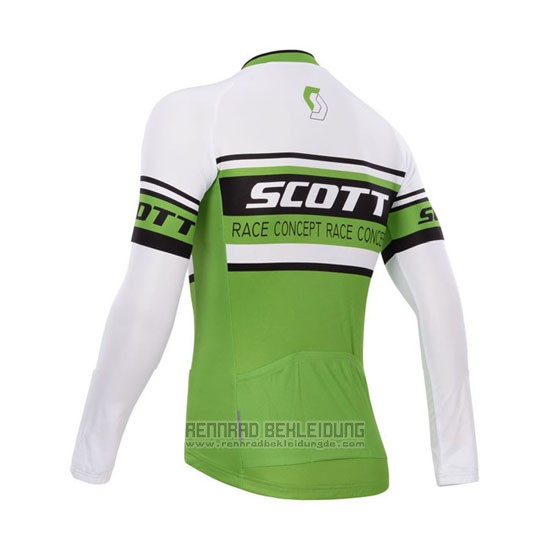 2014 Fahrradbekleidung Scott Grun und Wei Trikot Langarm und Tragerhose