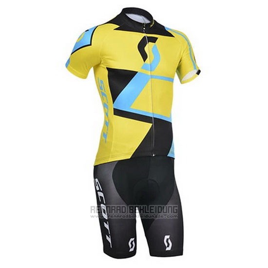 2014 Fahrradbekleidung Scott Shwarz und Gelb Trikot Kurzarm und Tragerhose