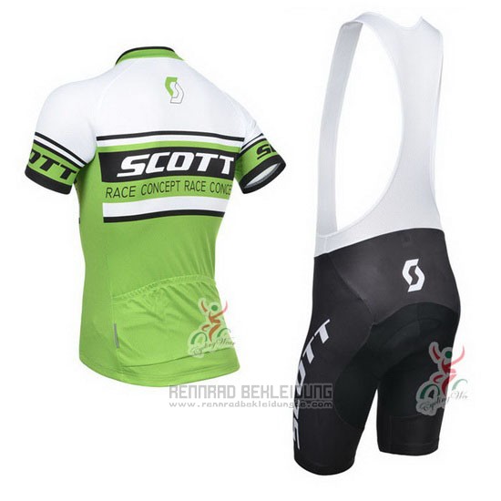 2014 Fahrradbekleidung Scott Wei und Grun Trikot Kurzarm und Tragerhose