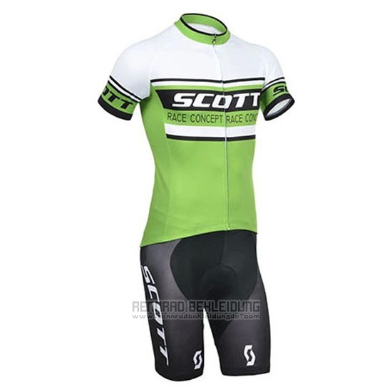 2014 Fahrradbekleidung Scott Wei und Grun Trikot Kurzarm und Tragerhose