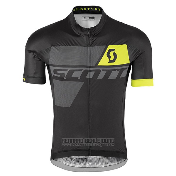 2017 Fahrradbekleidung Scott Gelb und Shwarz Trikot Kurzarm und Tragerhose