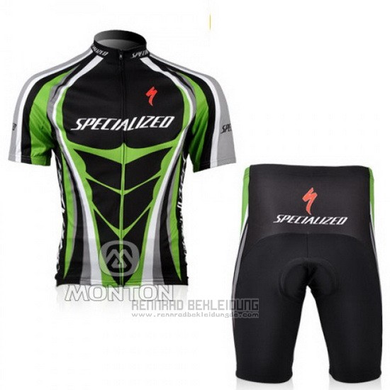 2010 Fahrradbekleidung Specialized Grun und Shwarz Trikot Kurzarm und Tragerhose