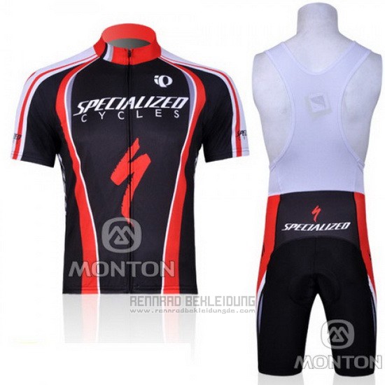 2011 Fahrradbekleidung Specialized Rot und Shwarz Trikot Kurzarm und Tragerhose