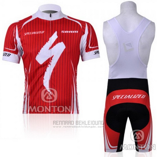 2011 Fahrradbekleidung Specialized Wei und Rot Trikot Kurzarm und Tragerhose