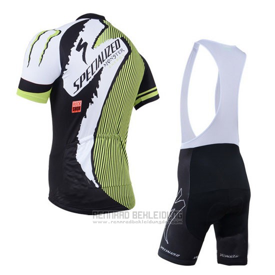 2014 Fahrradbekleidung Specialized Shwarz und Grun Trikot Kurzarm und Tragerhose