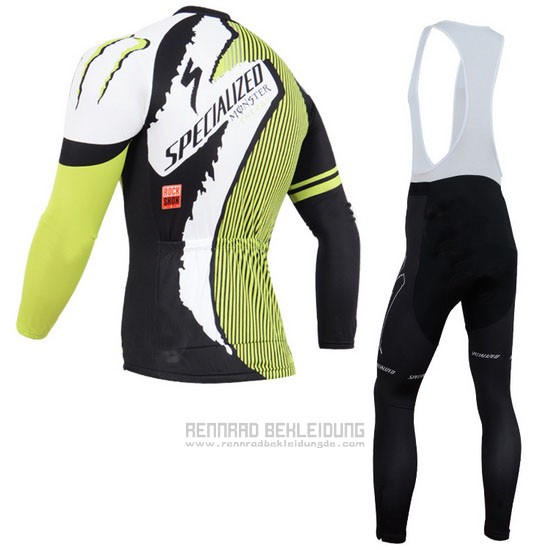 2014 Fahrradbekleidung Specialized Shwarz und Grun Trikot Langarm und Tragerhose