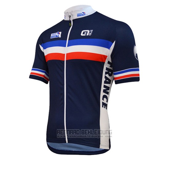 2016 Fahrradbekleidung Frankreich Blau und Wei Trikot Kurzarm und Tragerhose