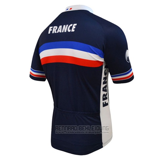 2016 Fahrradbekleidung Frankreich Blau und Wei Trikot Kurzarm und Tragerhose