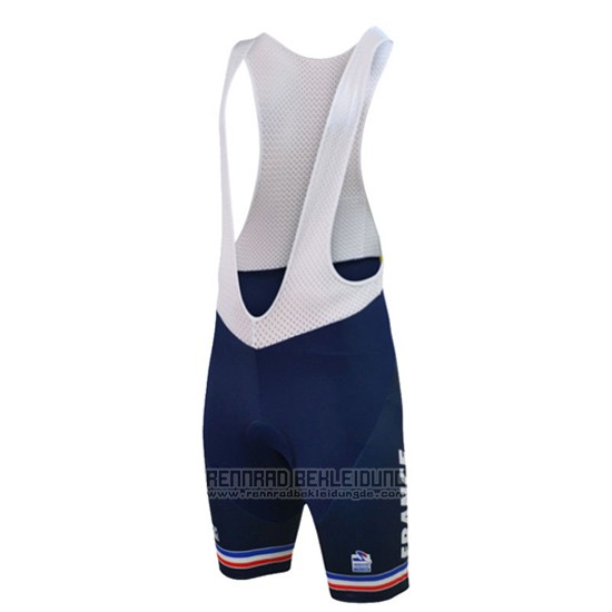 2016 Fahrradbekleidung Frankreich Blau und Wei Trikot Kurzarm und Tragerhose