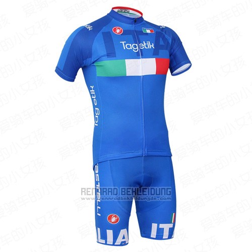 2016 Fahrradbekleidung Italien Wei und Blau Trikot Kurzarm und Tragerhose