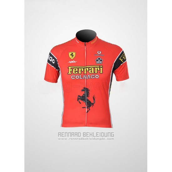 2010 Fahrradbekleidung Ferrari Shwarz und Rot Trikot Kurzarm und Tragerhose