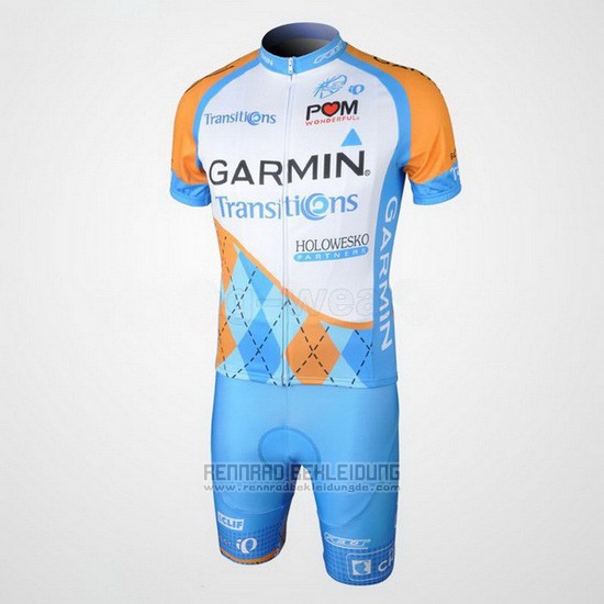 2010 Fahrradbekleidung Garmin Transtions Azurblau Trikot Kurzarm und Tragerhose