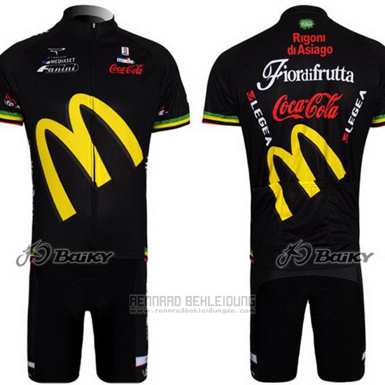 2011 Fahrradbekleidung McDonalds Shwarz und Gelb Trikot Kurzarm und Tragerhose