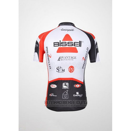 2012 Fahrradbekleidung Bissell Wei und Rot Trikot Kurzarm und Tragerhose