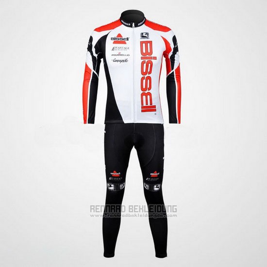 2012 Fahrradbekleidung Bissell Wei und Rot Trikot Langarm und Tragerhose