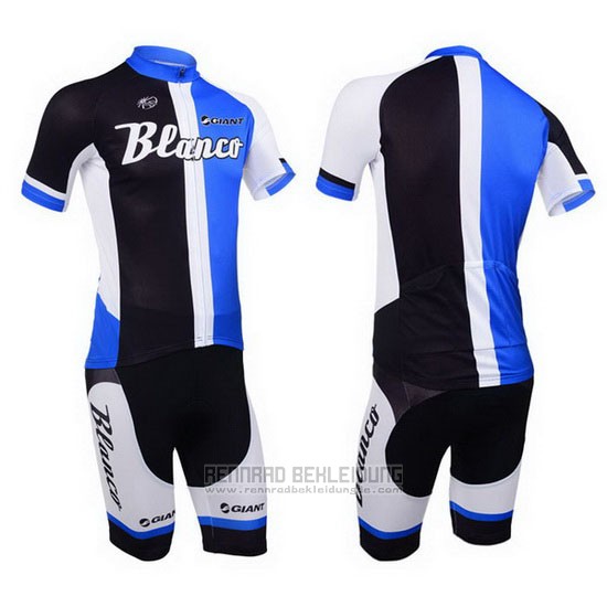 2013 Fahrradbekleidung Blanco Shwarz und Blau Trikot Kurzarm und Tragerhose