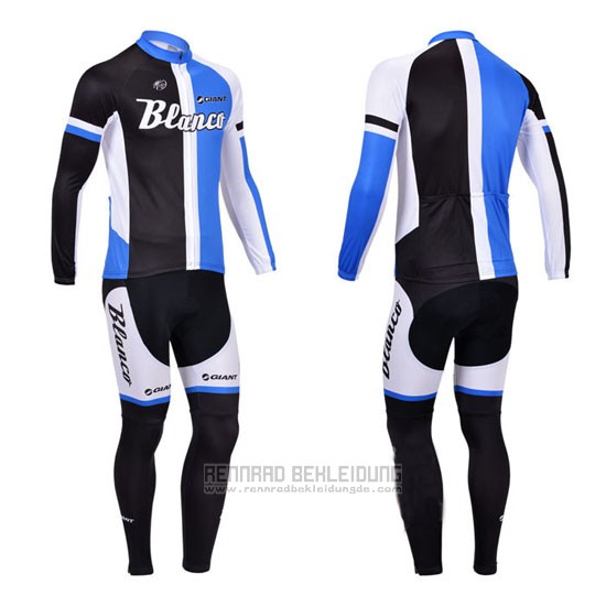 2013 Fahrradbekleidung Blanco Shwarz und Blau Trikot Langarm und Tragerhose