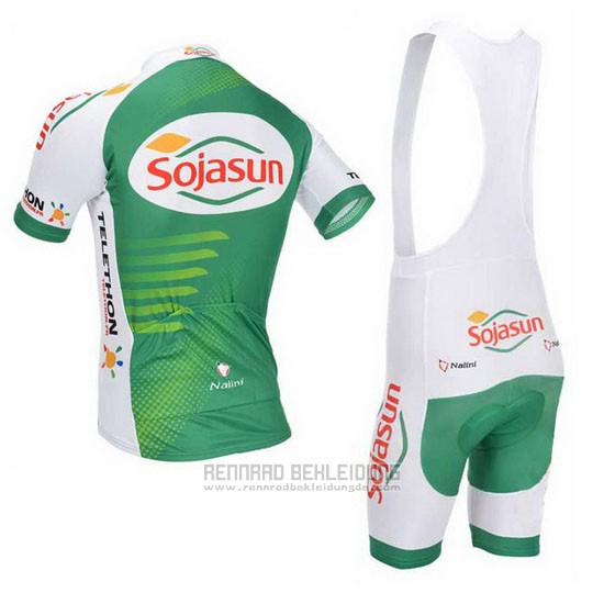 2013 Fahrradbekleidung Sojasun Wei und Grun Trikot Kurzarm und Tragerhose