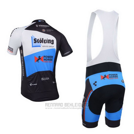 2013 Fahrradbekleidung Stolting Shwarz und Azurblau Trikot Kurzarm und Tragerhose