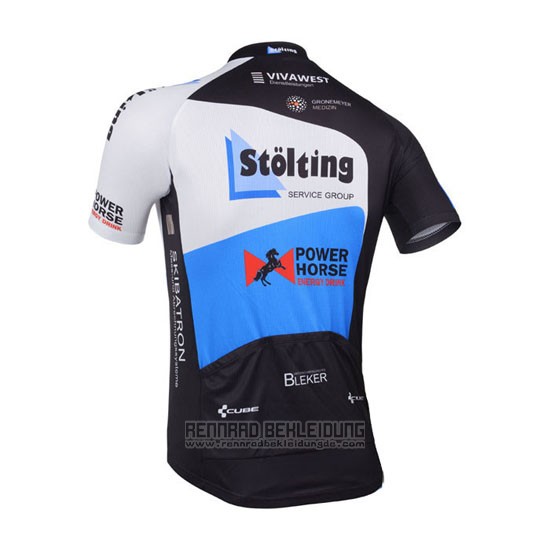 2013 Fahrradbekleidung Stolting Shwarz und Azurblau Trikot Kurzarm und Tragerhose