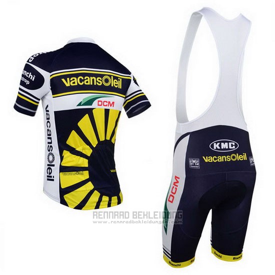 2013 Fahrradbekleidung Vacansoleil Gelb und Shwarz Trikot Kurzarm und Tragerhose