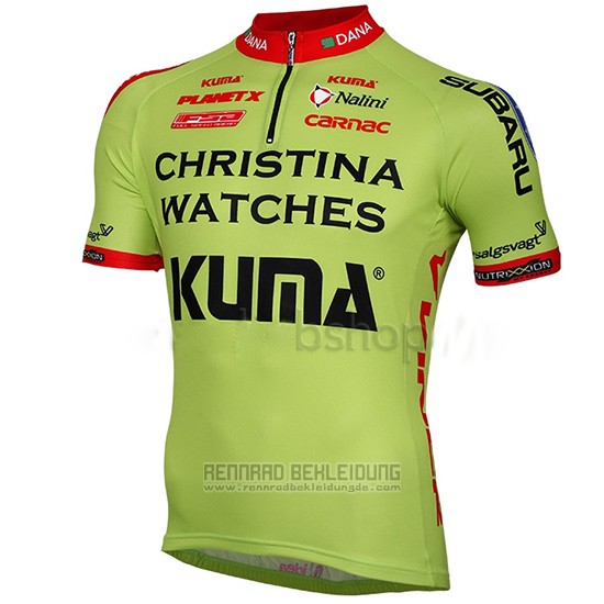 2014 Fahrradbekleidung Christina Watches Onfone Grun Trikot Kurzarm und Tragerhose