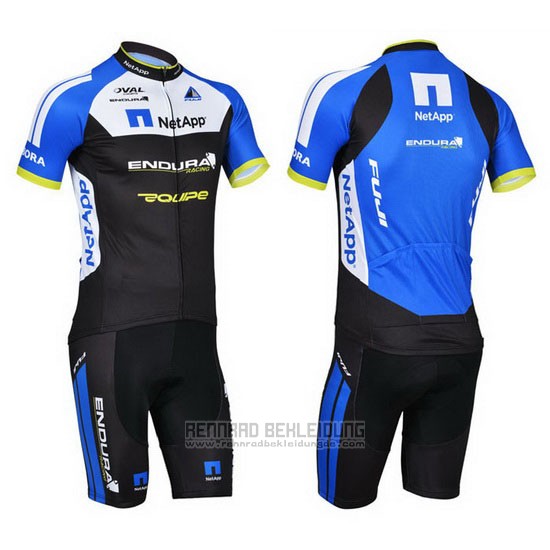 2014 Fahrradbekleidung Netapp Shwarz und Blau Trikot Kurzarm und Tragerhose