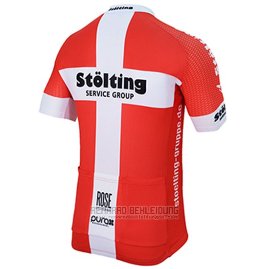 2017 Fahrradbekleidung Stolting Wei und Rot Trikot Kurzarm und Tragerhose