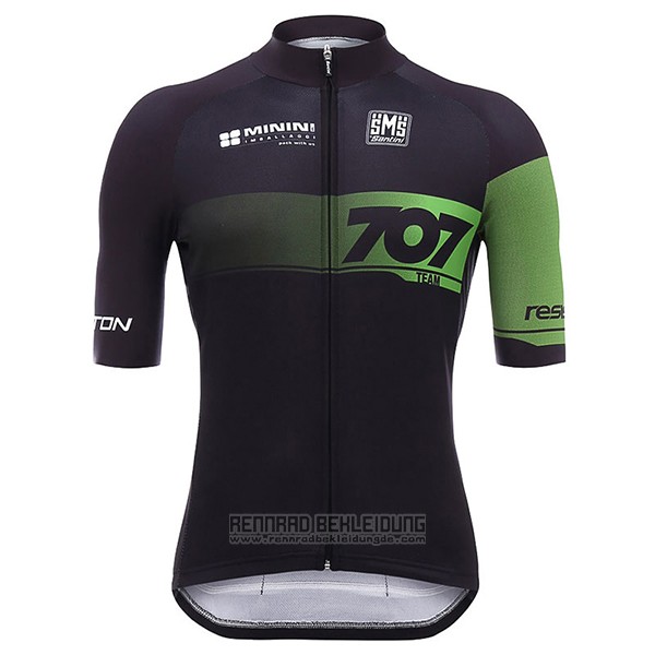 2017 Fahrradbekleidung Team 707 Shwarz Trikot Kurzarm und Tragerhose