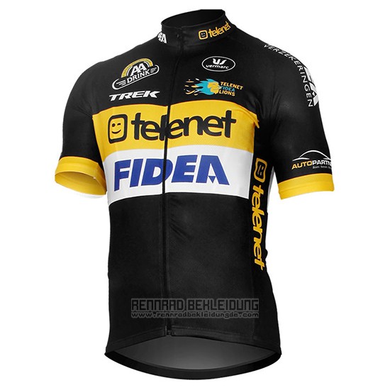 2017 Fahrradbekleidung Telenet Fidea Lions Shwarz Trikot Kurzarm und Tragerhose