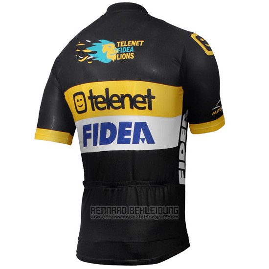 2017 Fahrradbekleidung Telenet Fidea Lions Shwarz Trikot Kurzarm und Tragerhose