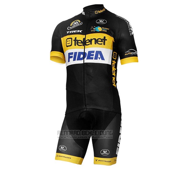 2017 Fahrradbekleidung Telenet Fidea Lions Shwarz Trikot Kurzarm und Tragerhose