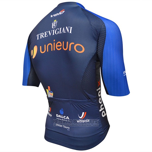 2017 Fahrradbekleidung Unieuro Trevigiani Blau Trikot Kurzarm und Tragerhose