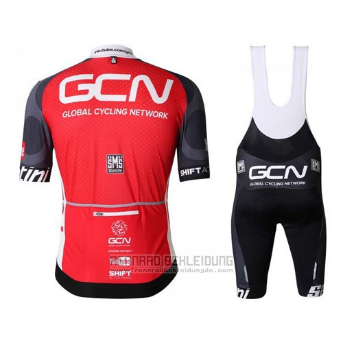 2016 Fahrradbekleidung GCN Shwarz und Rot Trikot Kurzarm und Tragerhose