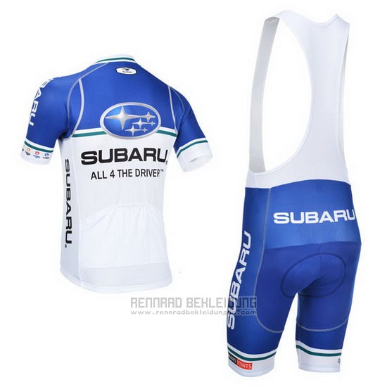 2013 Fahrradbekleidung Subaru Wei und Azurblau Trikot Kurzarm und Tragerhose