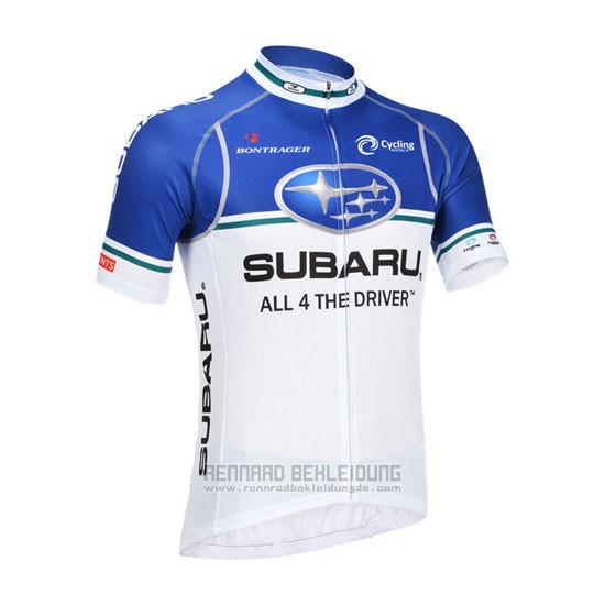 2013 Fahrradbekleidung Subaru Wei und Azurblau Trikot Kurzarm und Tragerhose