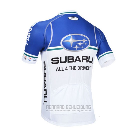 2013 Fahrradbekleidung Subaru Wei und Azurblau Trikot Kurzarm und Tragerhose