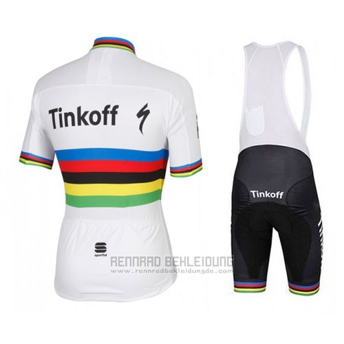 2016 Fahrradbekleidung UCI Weltmeister Tinkoff Wei Trikot Kurzarm und Tragerhose