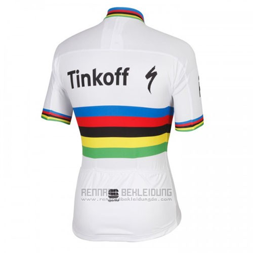 2016 Fahrradbekleidung UCI Weltmeister Tinkoff Wei Trikot Kurzarm und Tragerhose