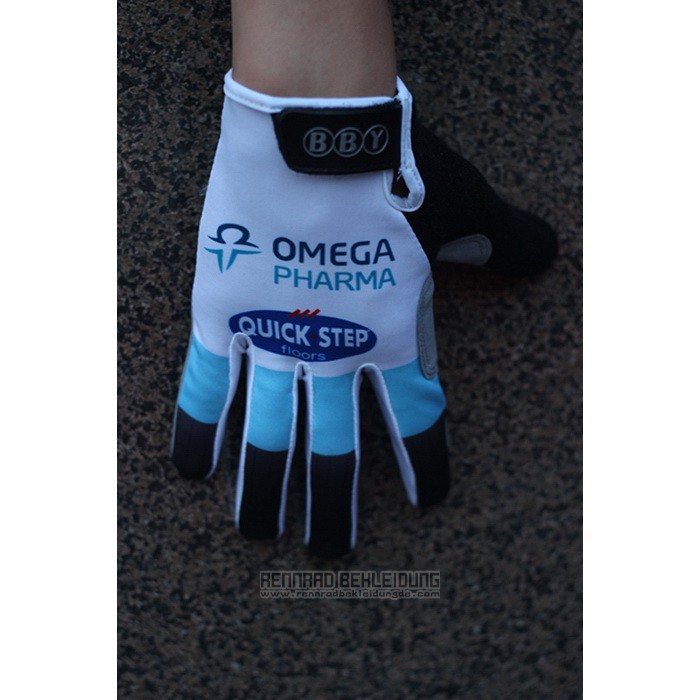 2020 Omega Quick Step Langfingerhandschuhe Radfahren Blau Wei